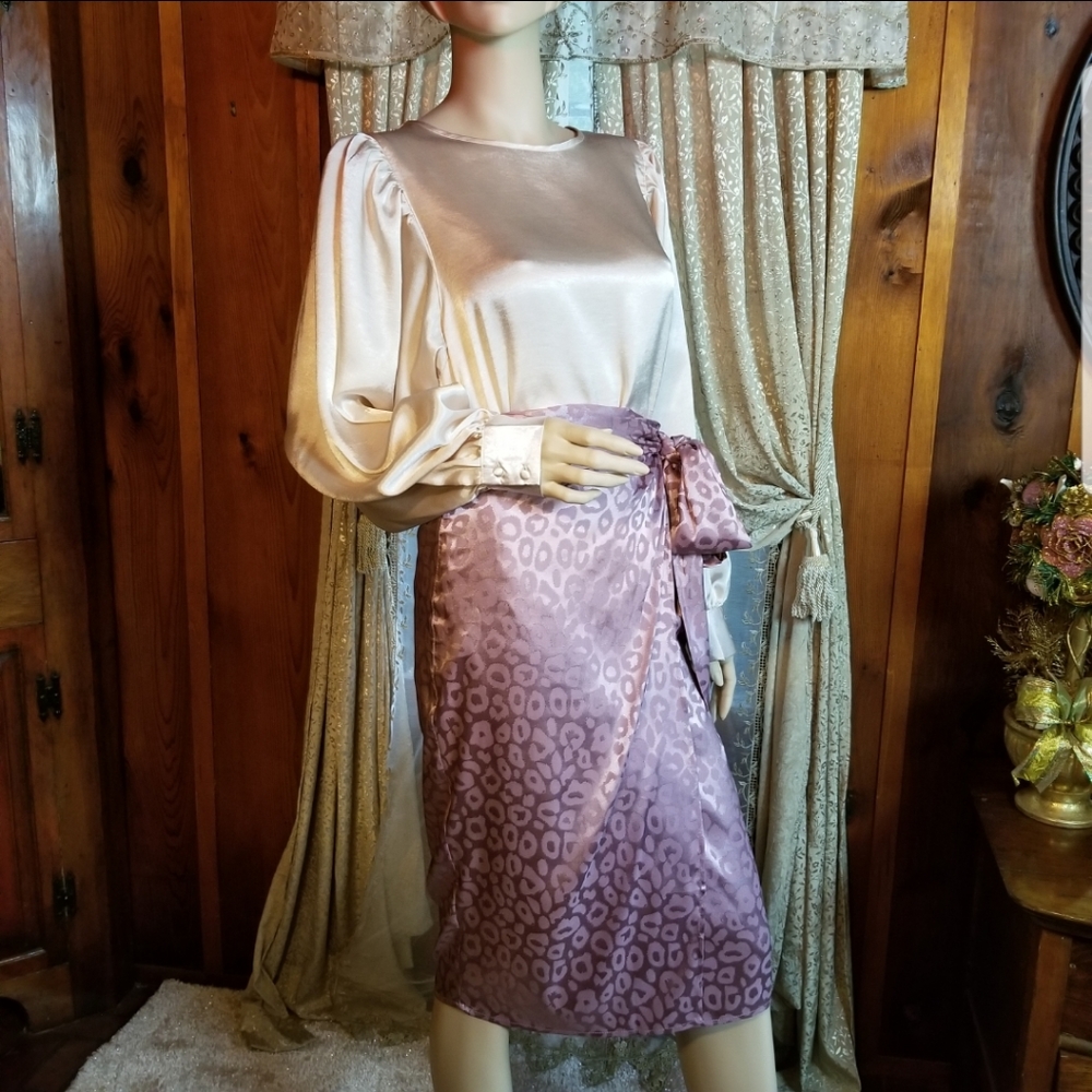 Mauve, Jacquard, Leopard Wrap Skirt - Picture 12 of 16
